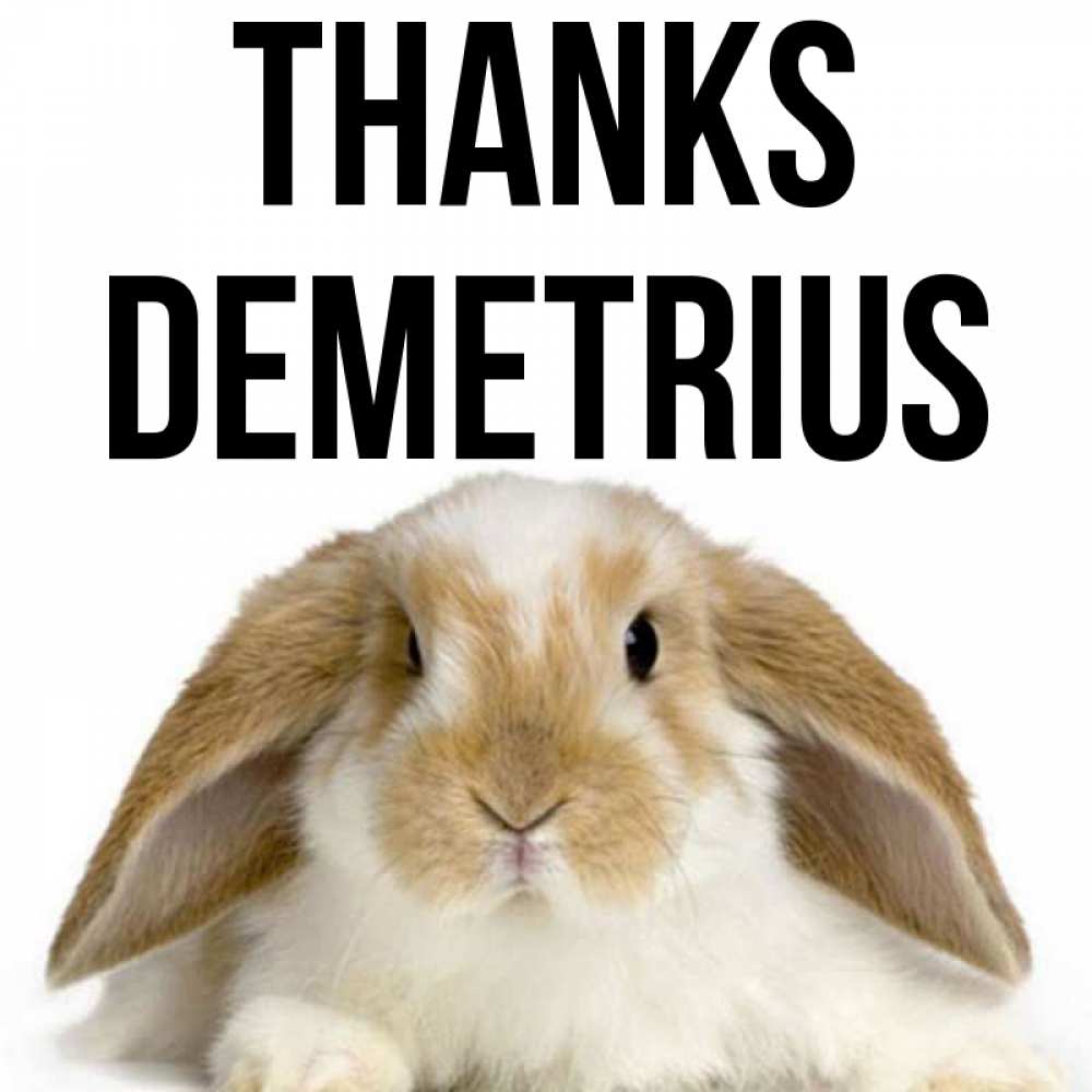Greetings card с именем, Demetrius Thanks коричнево белый заяц Greetings with text for free download 