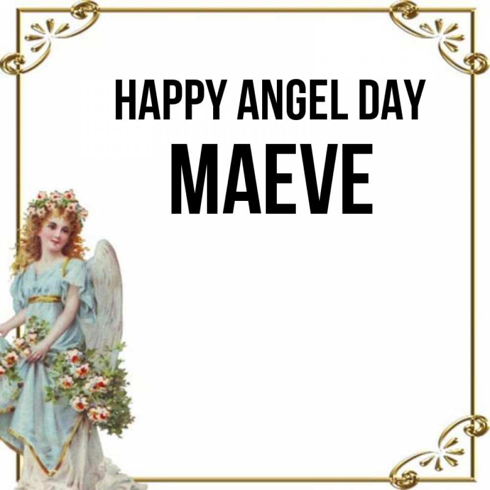 Greetings card с именем, Maeve happy angel day с именинами от девушки ангела Greetings with text for free download 