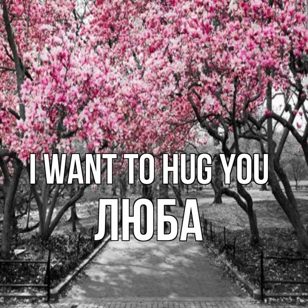 Greetings card с именем, Люба I want to hug you обработанное фото Greetings with text for free download 
