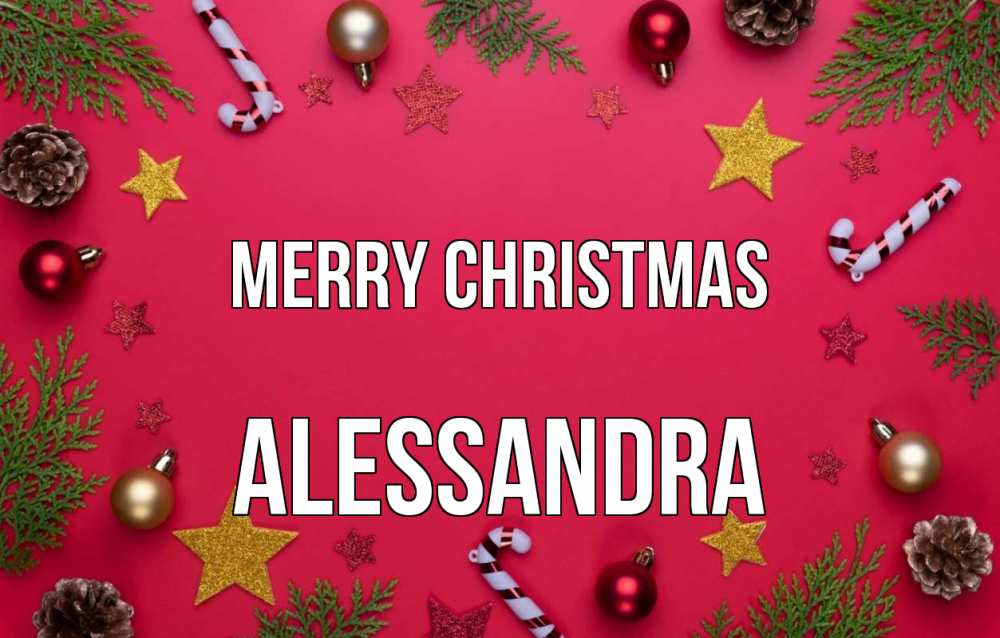 Greetings card с именем, Alessandra Merry Christmas с рождеством Greetings with text for free download 
