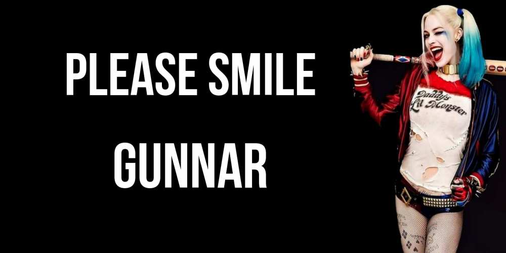 Greetings card с именем, Gunnar Please smile пожелания быть позитивным Greetings with text for free download 