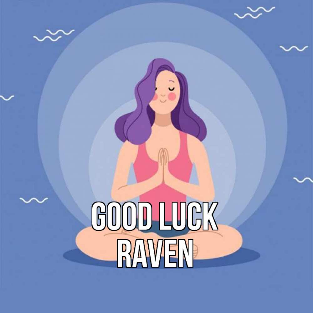 Greetings card с именем, Raven Good luck девушка с фиолетовыми волосами Greetings with text for free download 