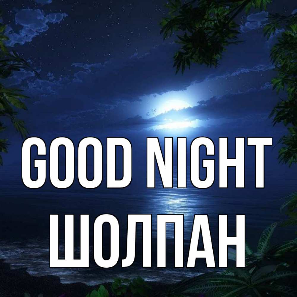 Greetings card с именем, ШОЛПАН Good night тропический остров Greetings with text for free download 