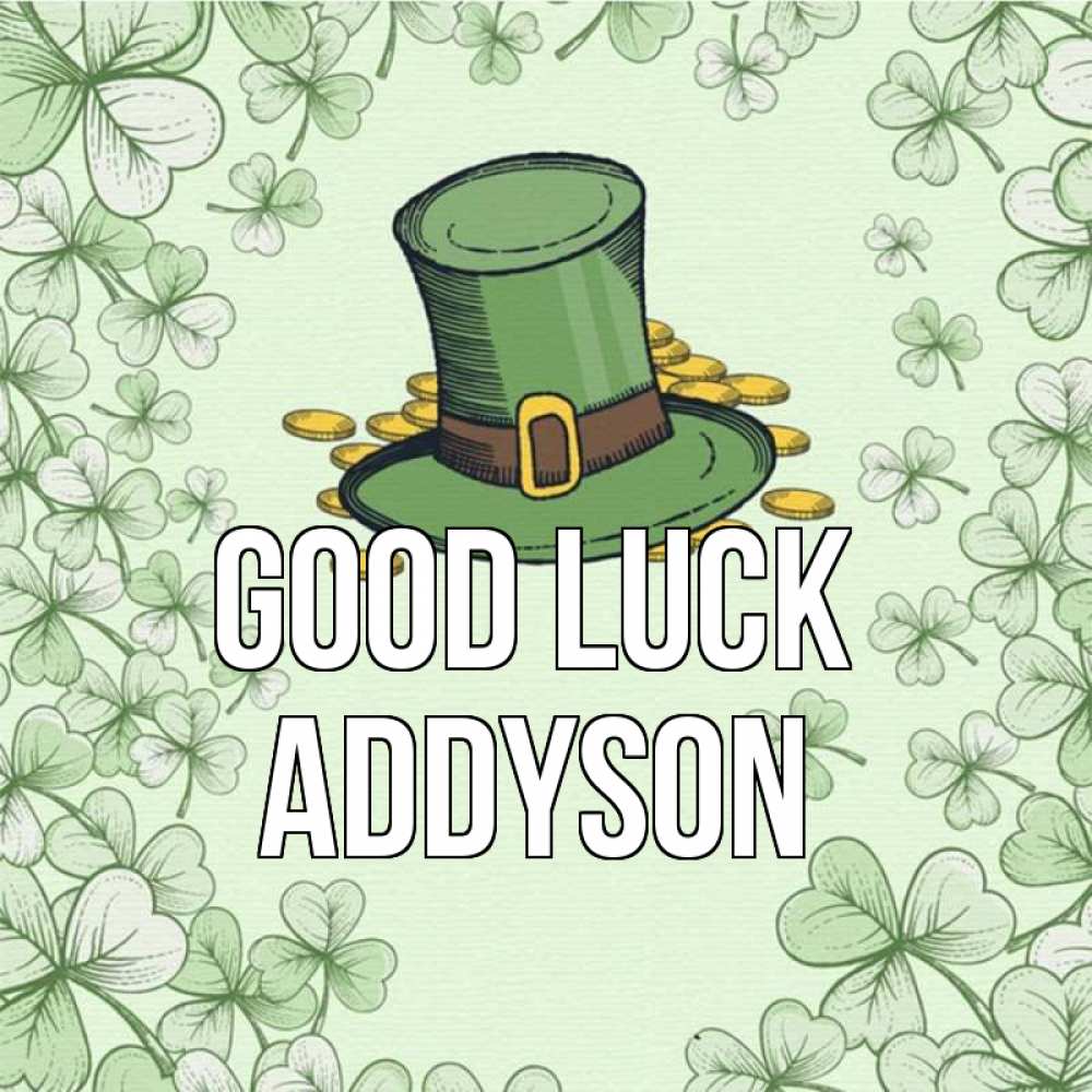 Greetings card с именем, Addyson Good luck клевер Greetings with text for free download 