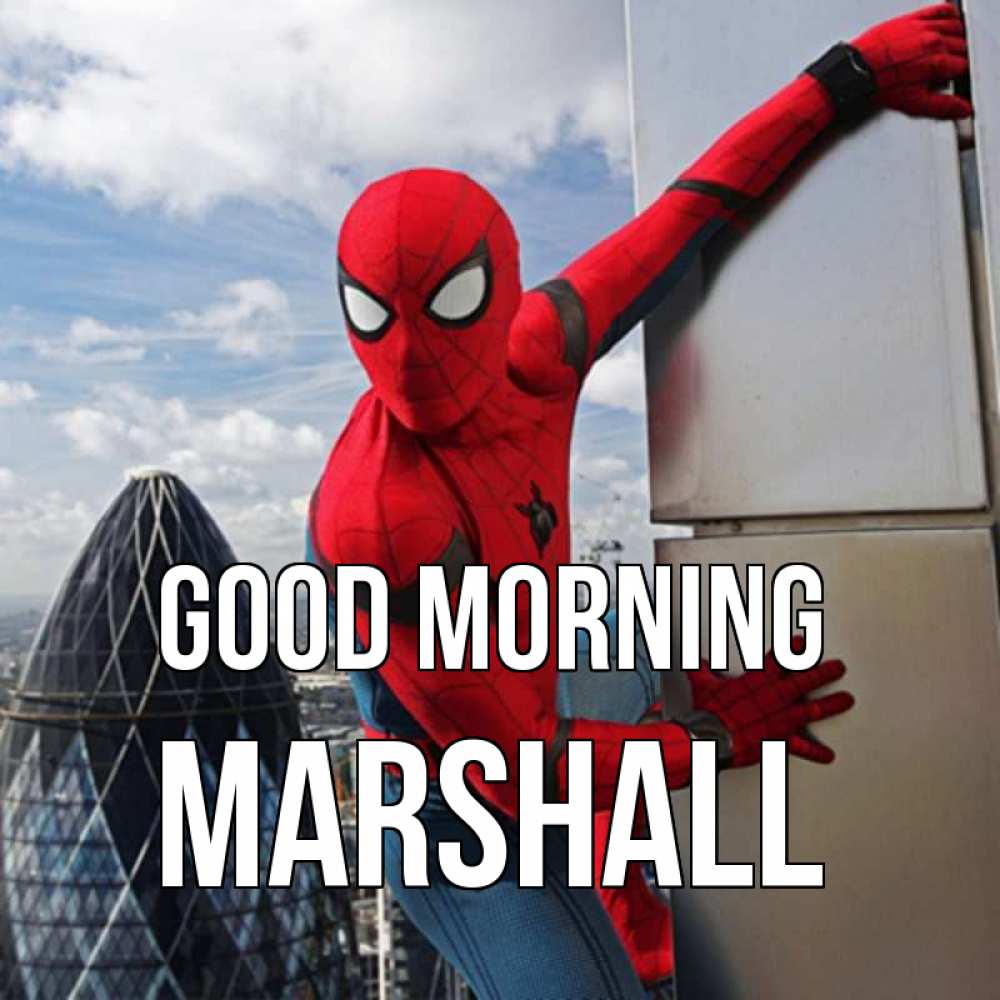 Greetings card с именем, Marshall Good morning марвел герои Greetings with text for free download 