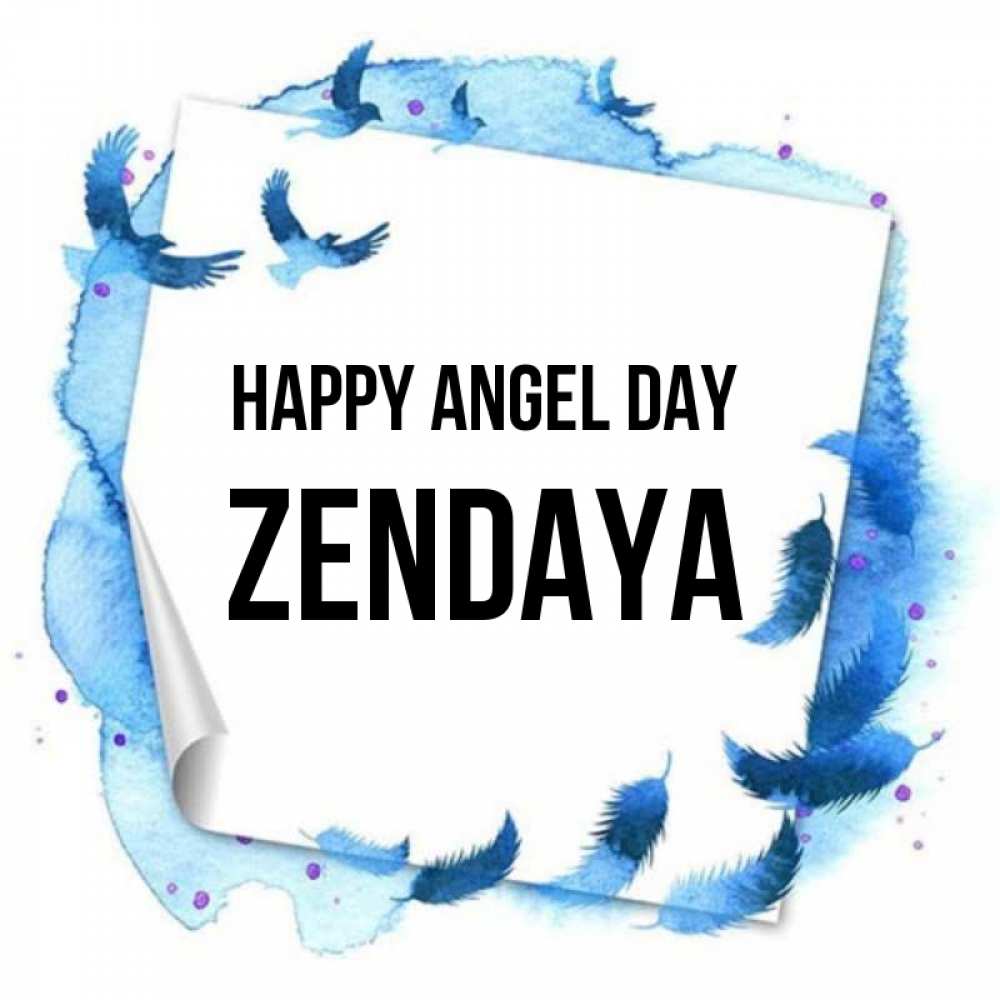 Greetings card с именем, Zendaya happy angel day красивые птицы летят Greetings with text for free download 