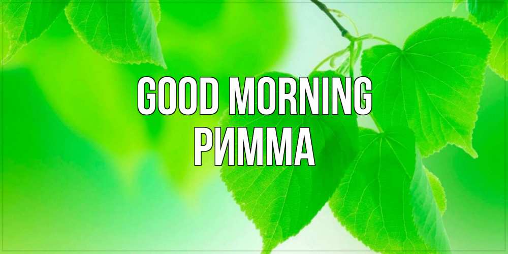 Greetings card с именем, Римма Good morning доброе утро с березовыми листьями Greetings with text for free download 