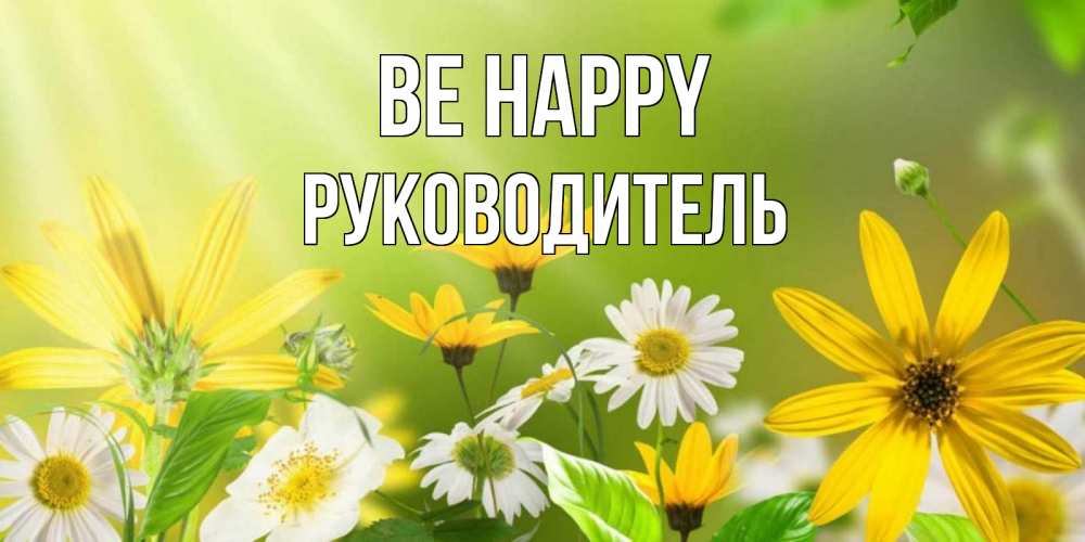Greetings card с именем, Руководитель Be happy цветы Greetings with text for free download 
