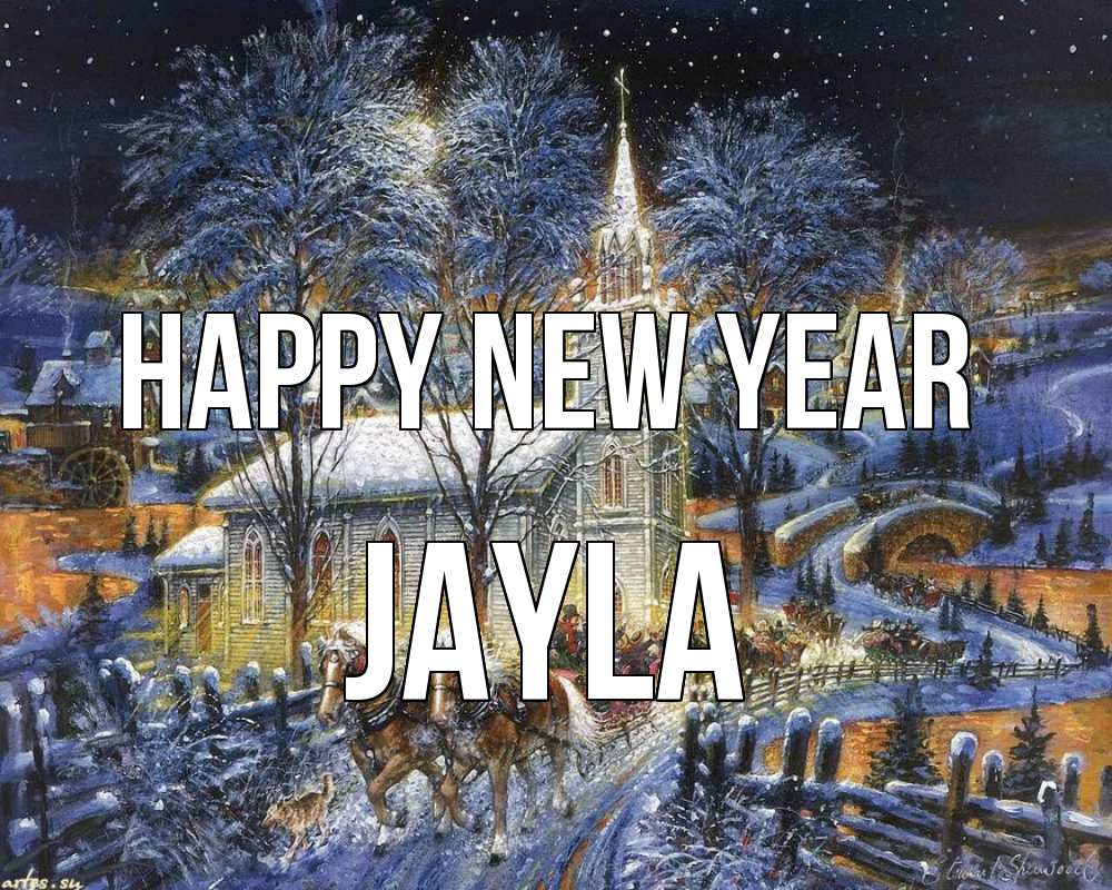 Greetings card с именем, Jayla Happy New Year упряжка лошадей, лошади, новый год Greetings with text for free download 
