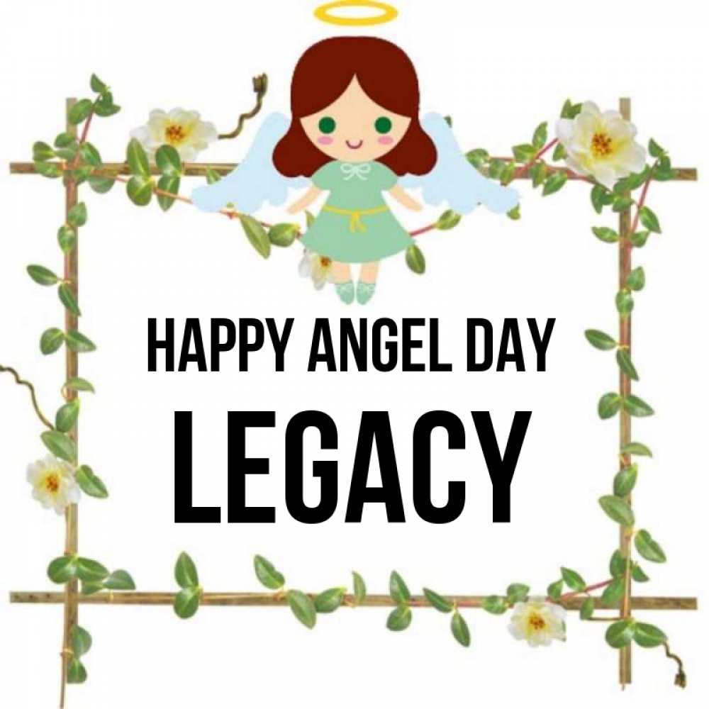 Greetings card с именем, Legacy happy angel day Ангел с нимбом Greetings with text for free download 