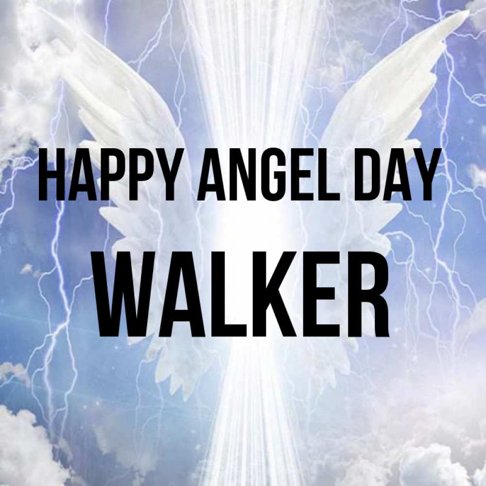 Greetings card с именем, Walker happy angel day молнии на небе и свет Greetings with text for free download 