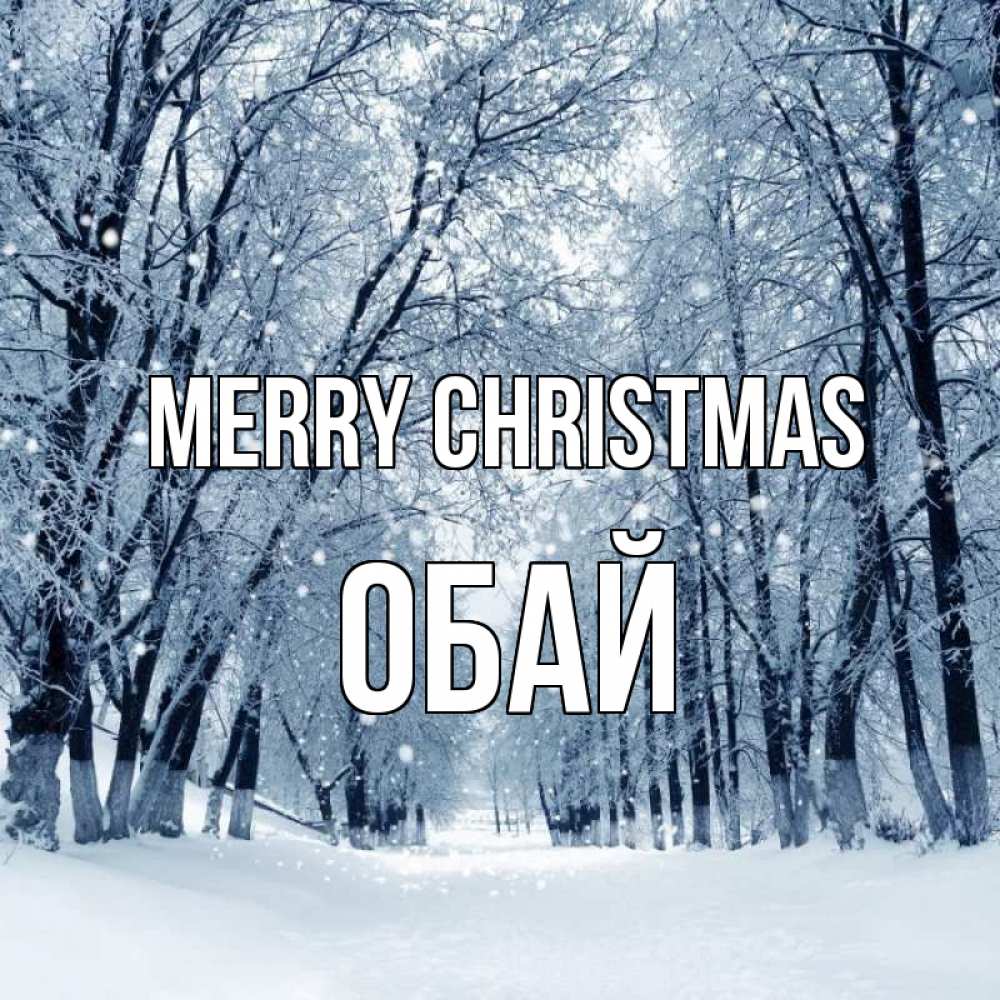 Greetings card с именем, ОБАЙ Merry Christmas снег, лес, парк Greetings with text for free download 