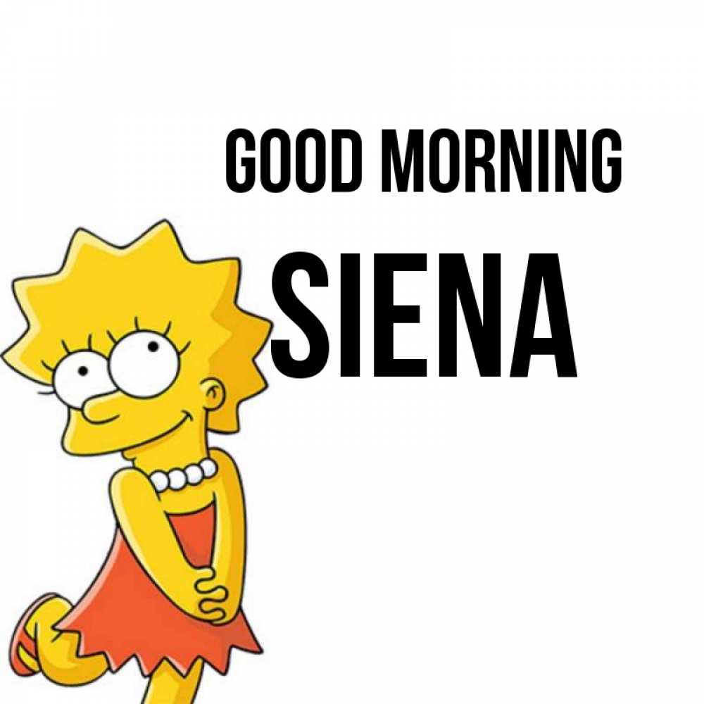 Greetings card с именем, Siena Good morning в платье и ожерелье Greetings with text for free download 