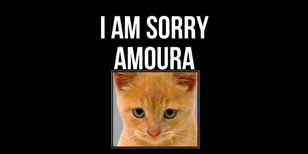 Greetings card с именем, Amoura I am sorry рыжий грустный кот просит прощения Greetings with text for free download 