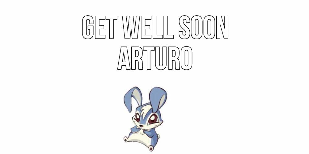 Greetings card с именем, Arturo Get well soon серый заяц на открытке про выздоравление Greetings with text for free download 