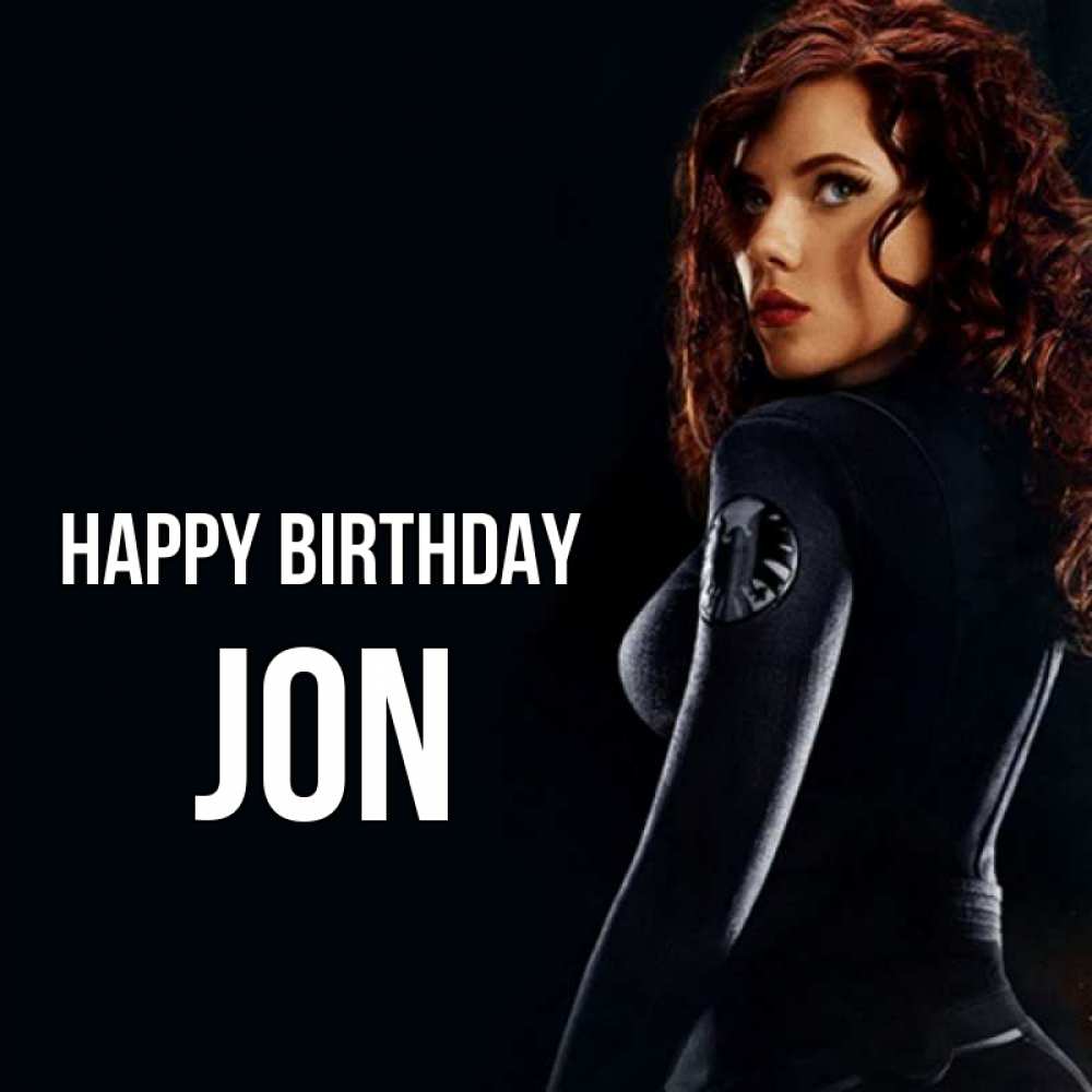 Greetings card с именем, Jon Happy Birthday Марвел черная вдова Greetings with text for free download 