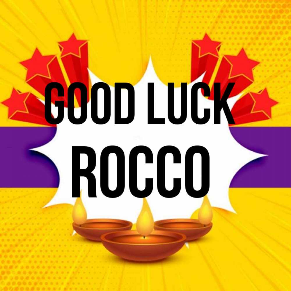 Greetings card с именем, Rocco Good luck векторное изображение Greetings with text for free download 
