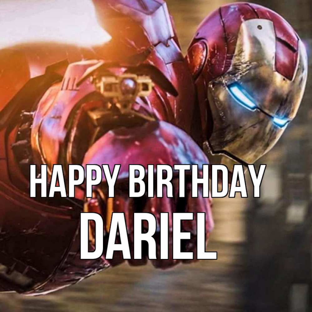 Greetings card с именем, Dariel Happy Birthday марвел супергерои в костюме Greetings with text for free download 