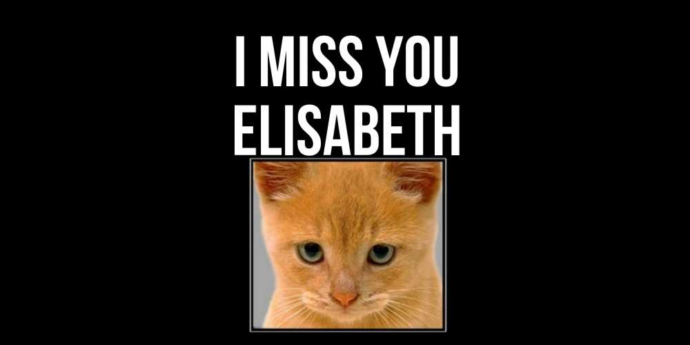 Greetings card с именем, Elisabeth I miss you открытки рыжий котенок скучает по тебе Greetings with text for free download 