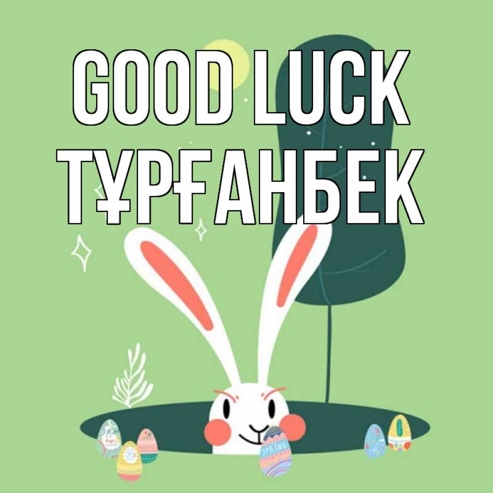 Greetings card с именем, ТҰРҒАНБЕК Good luck заяц Greetings with text for free download 
