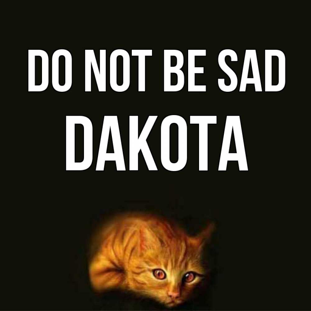 Greetings card с именем, Dakota Do not be sad лежащий кот в темноте Greetings with text for free download 