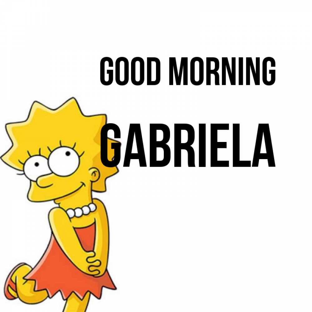 Greetings card с именем, Gabriela Good morning в платье и ожерелье Greetings with text for free download 