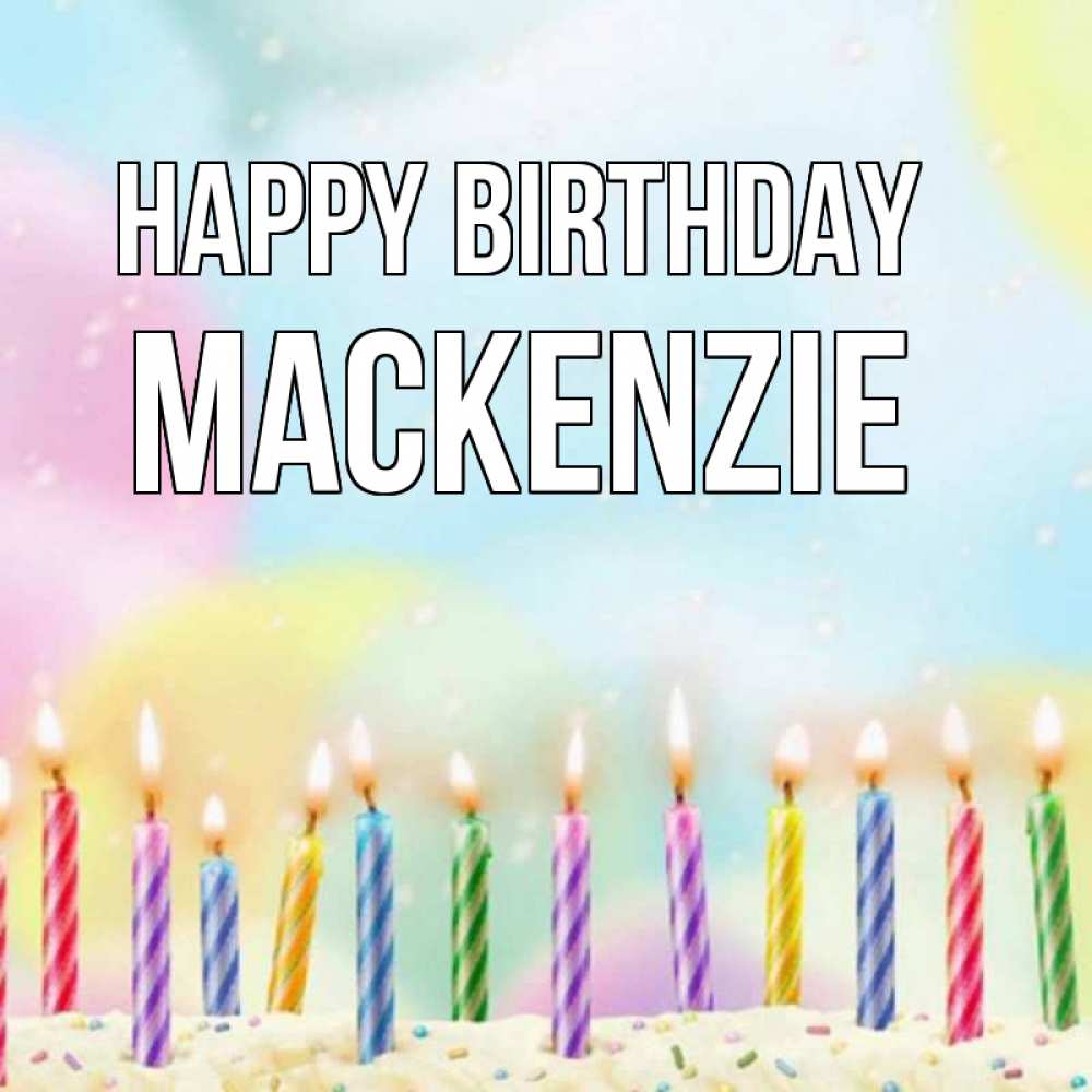Greetings card с именем, Mackenzie Happy Birthday разноцветное Greetings with text for free download 
