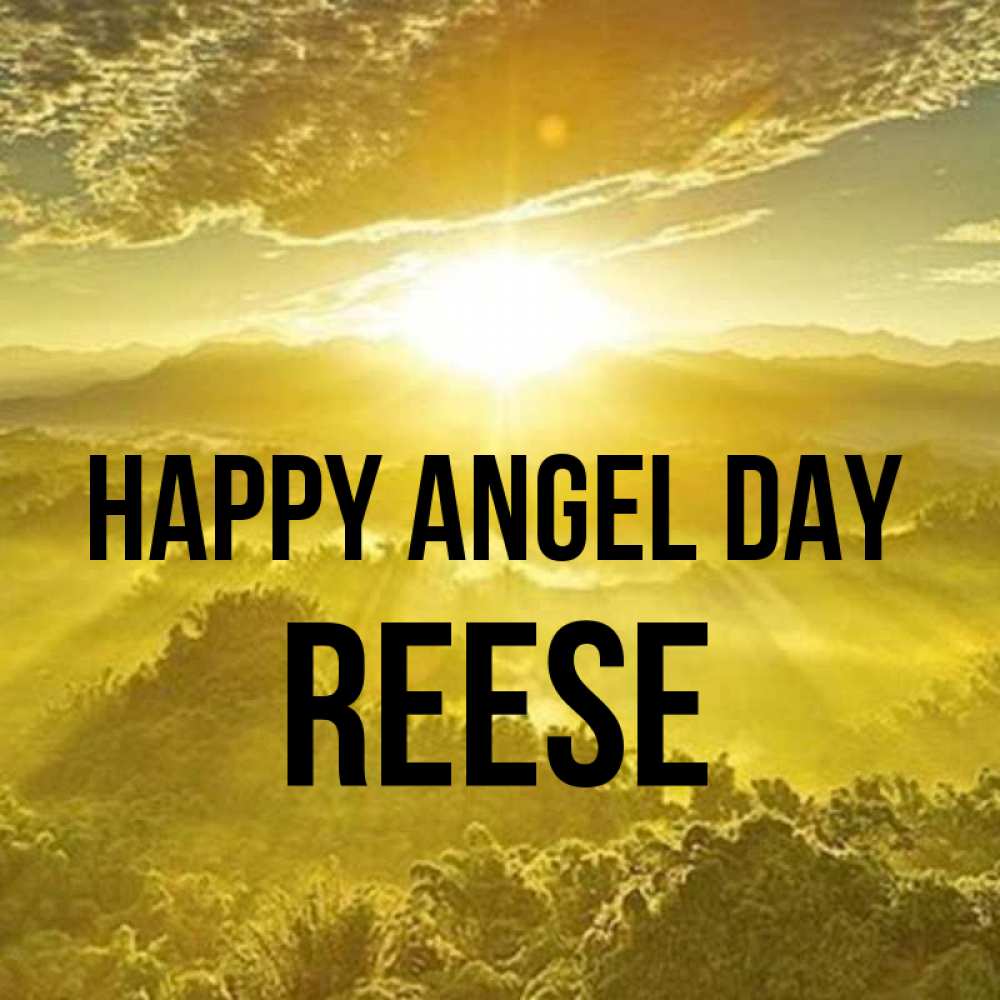 Greetings card с именем, Reese happy angel day леса и небо в желтом Greetings with text for free download 