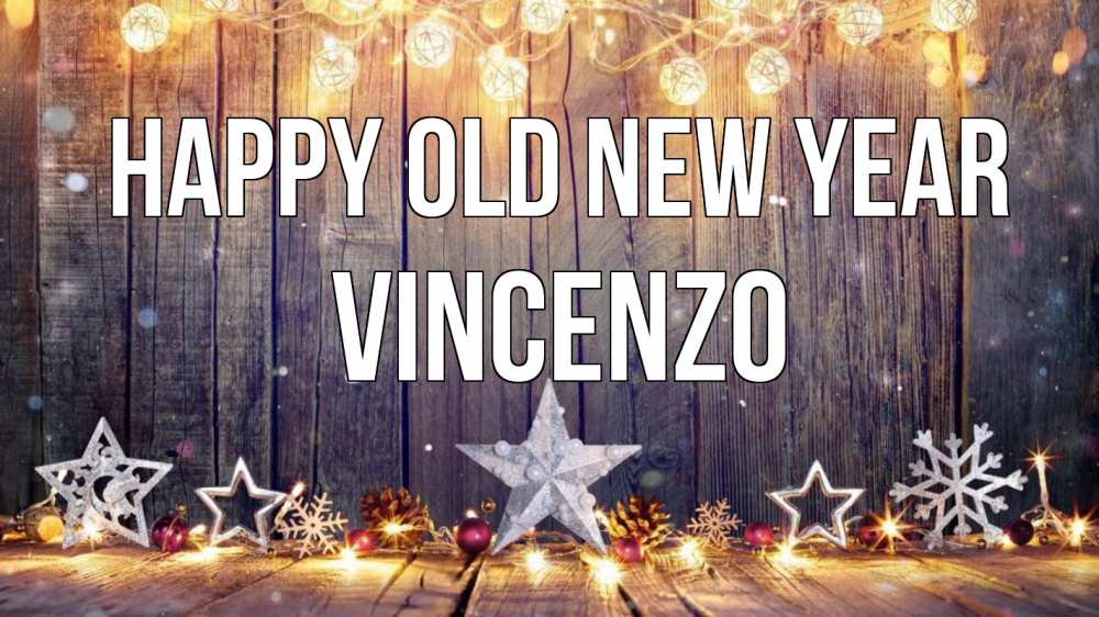 Greetings card с именем, Vincenzo Happy old new year новый год Greetings with text for free download 