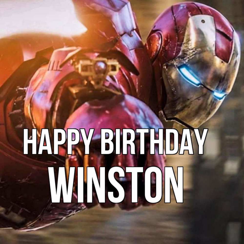 Greetings card с именем, Winston Happy Birthday марвел супергерои в костюме Greetings with text for free download 