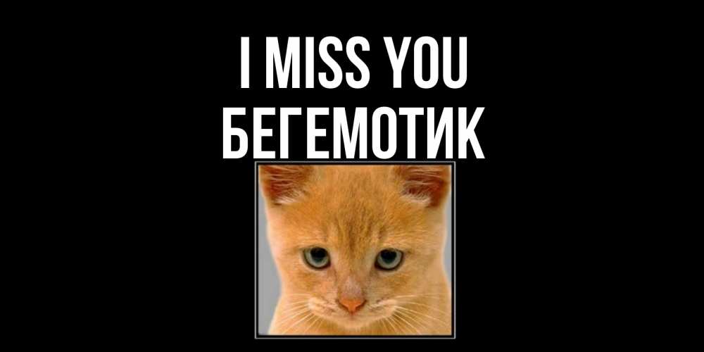 Greetings card с именем, Бегемотик I miss you открытки рыжий котенок скучает по тебе Greetings with text for free download 