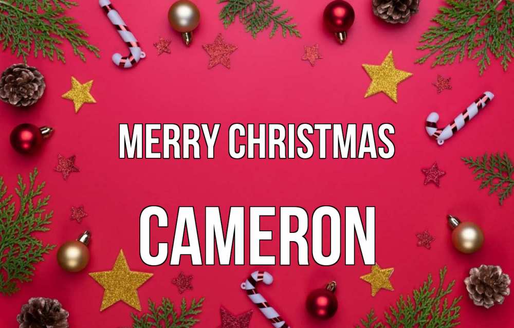 Greetings card с именем, Cameron Merry Christmas с рождеством Greetings with text for free download 