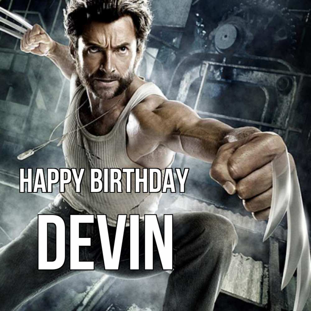 Greetings card с именем, Devin Happy Birthday супергерой в ярости Greetings with text for free download 