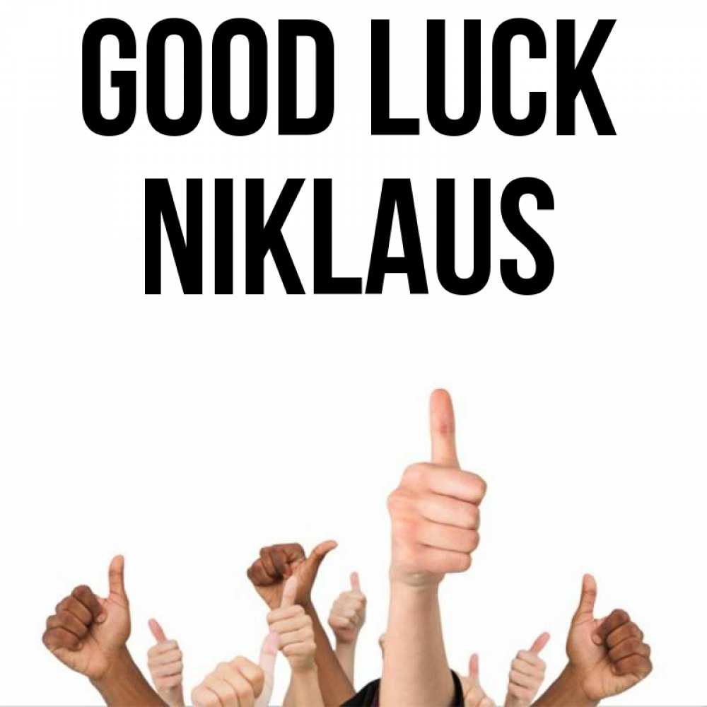 Greetings card с именем, Niklaus Good luck молодцом Greetings with text for free download 