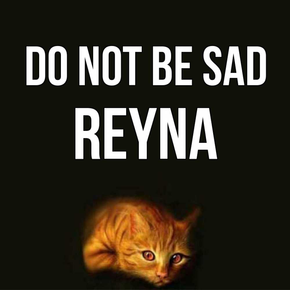 Greetings card с именем, Reyna Do not be sad лежащий кот в темноте Greetings with text for free download 