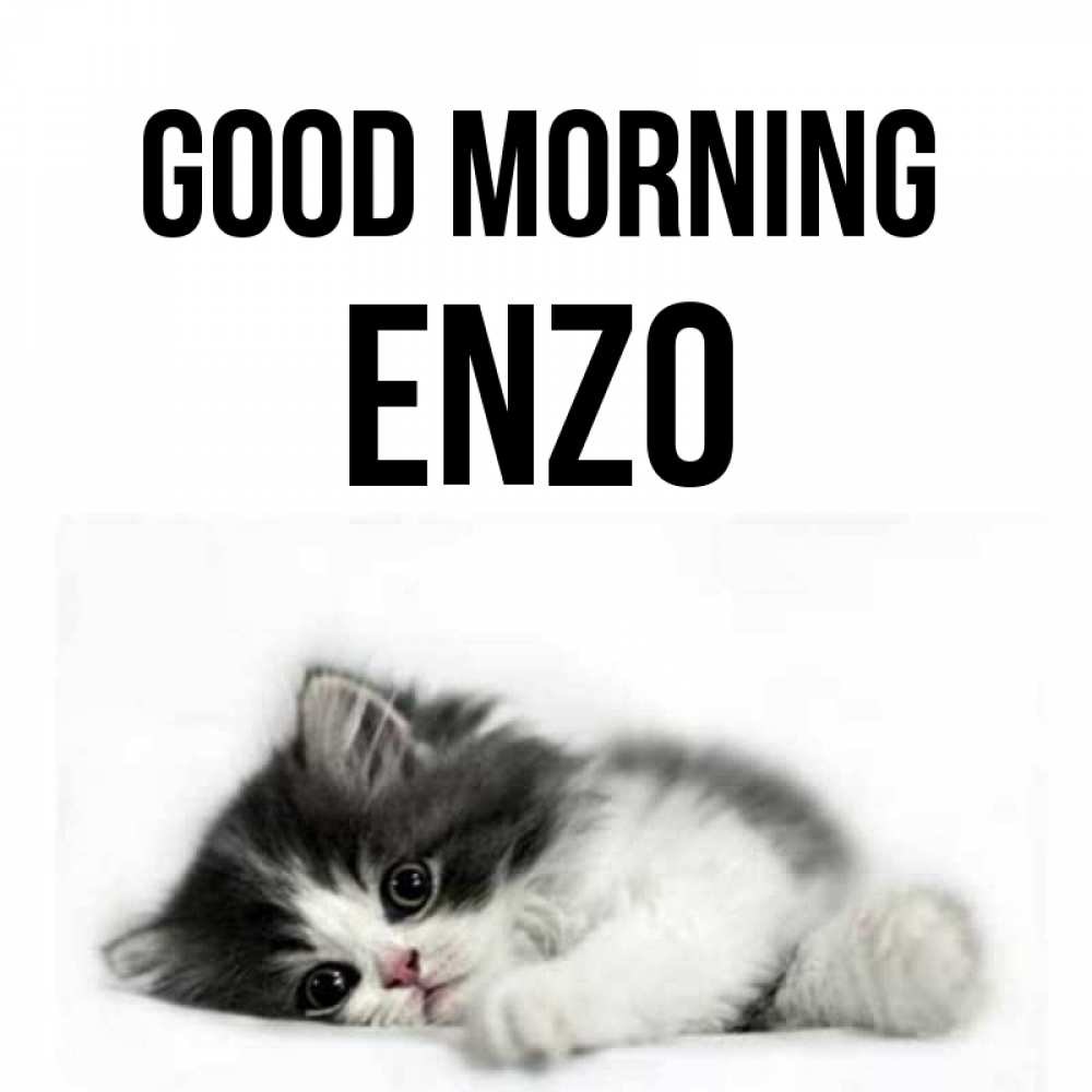 Greetings card с именем, Enzo Good morning кот лапки Greetings with text for free download 