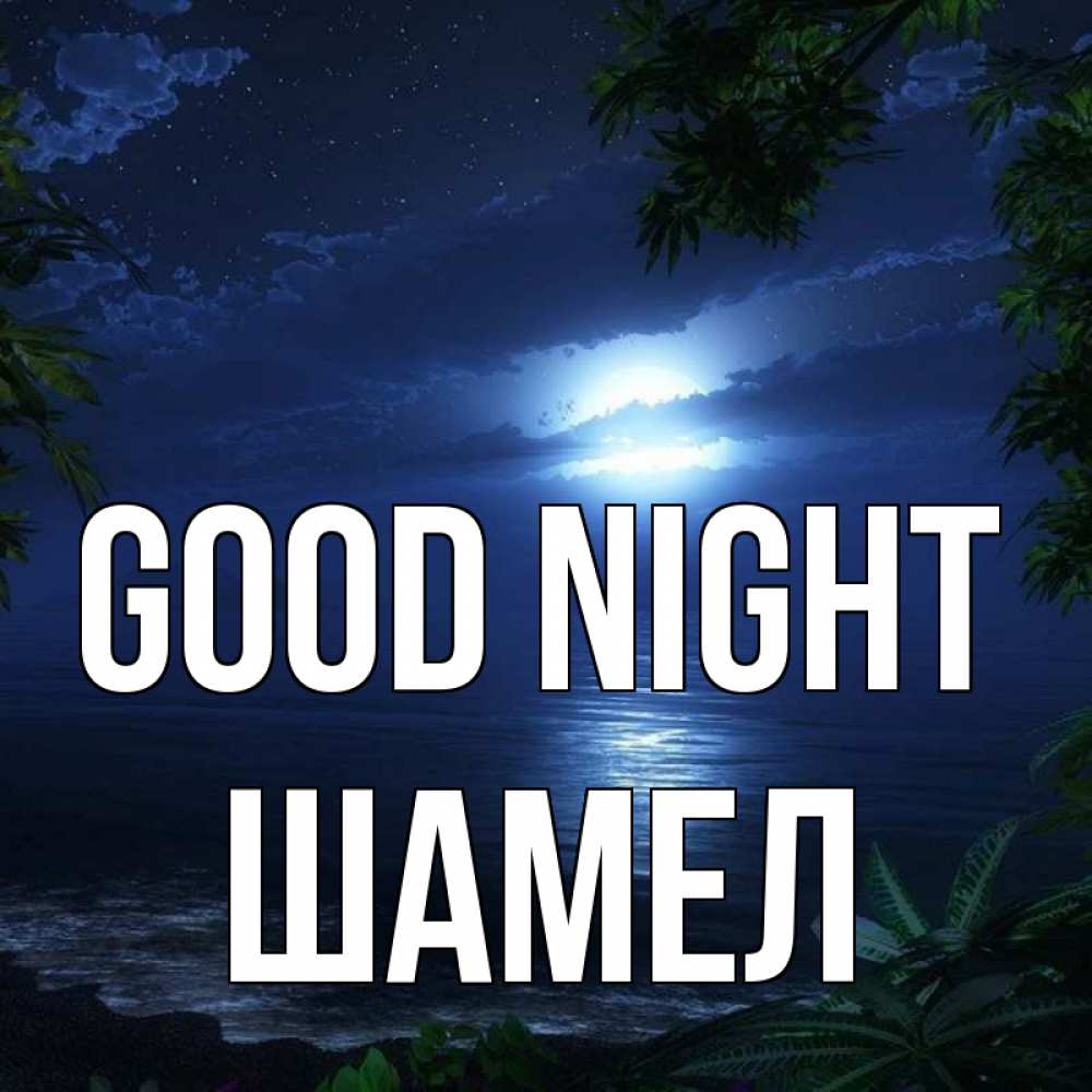Greetings card с именем, ШАМЕЛ Good night тропический остров Greetings with text for free download 