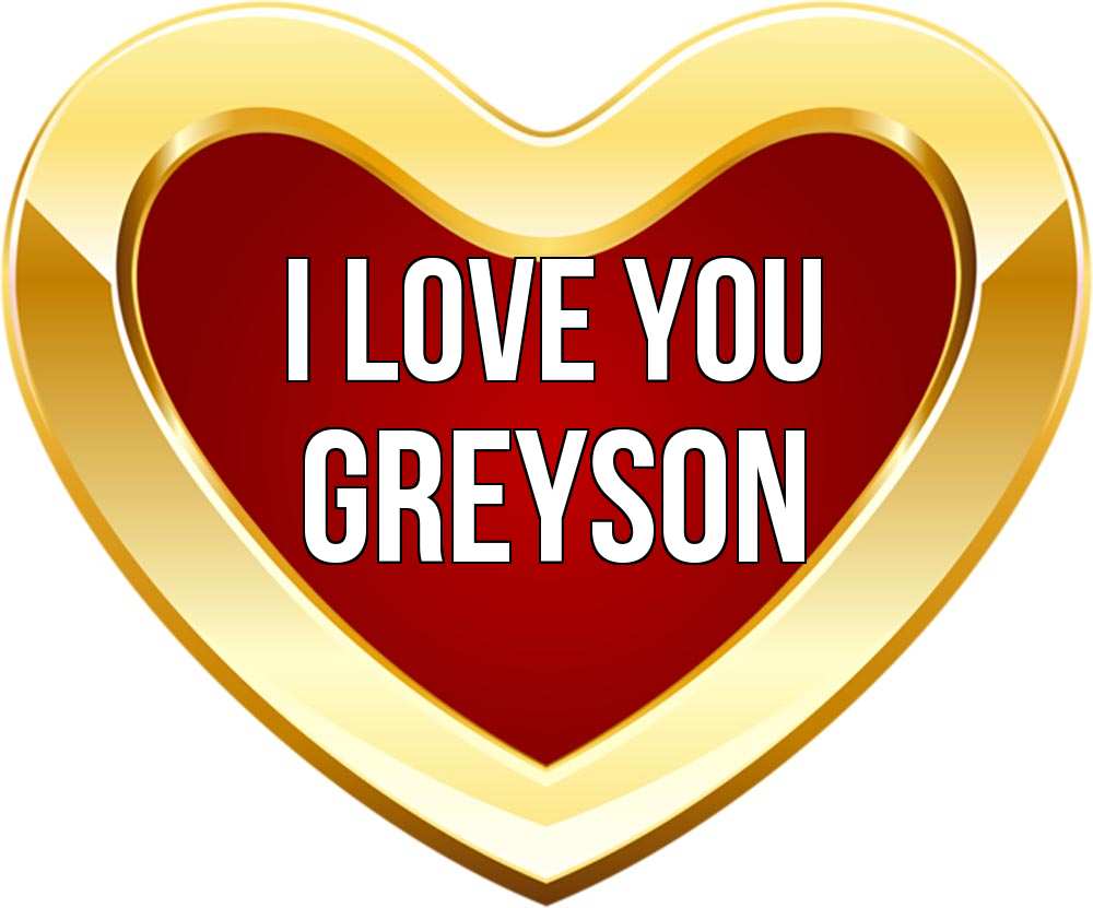 Greetings card с именем, Greyson I love you из краски Greetings with text for free download 