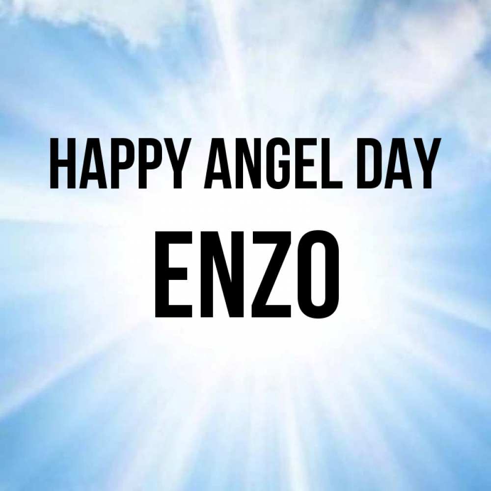 Greetings card с именем, Enzo happy angel day свет небесный Greetings with text for free download 