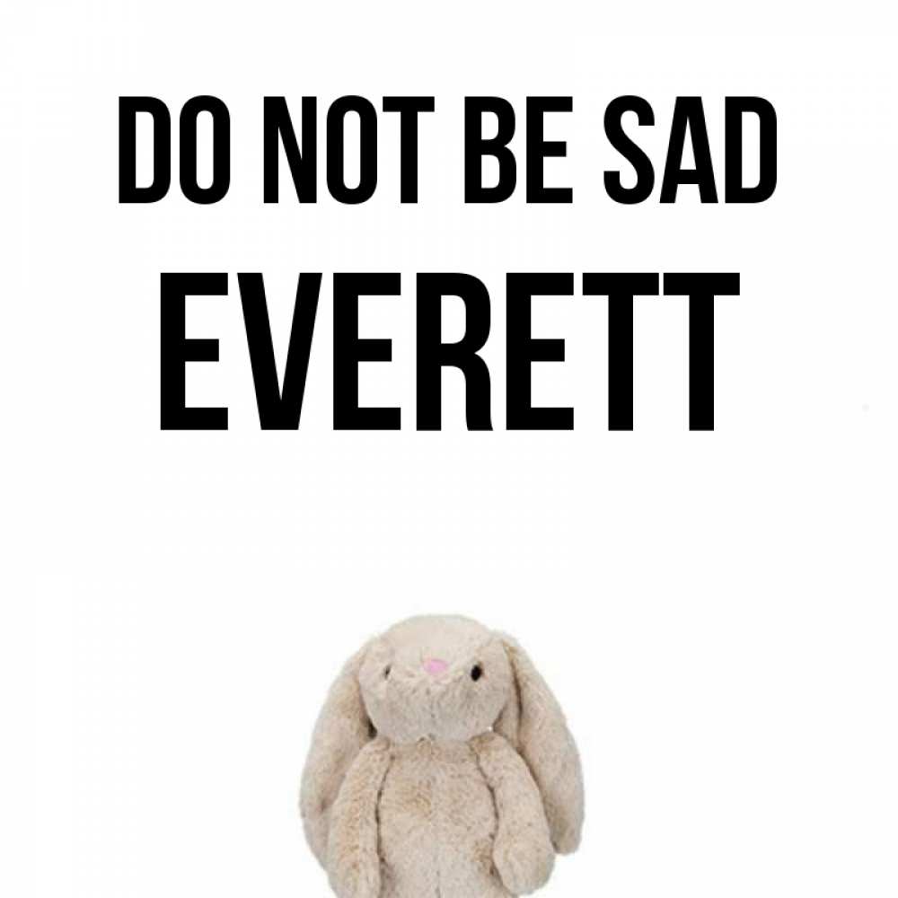Greetings card с именем, Everett Do not be sad детская игрушка зайчика Greetings with text for free download 