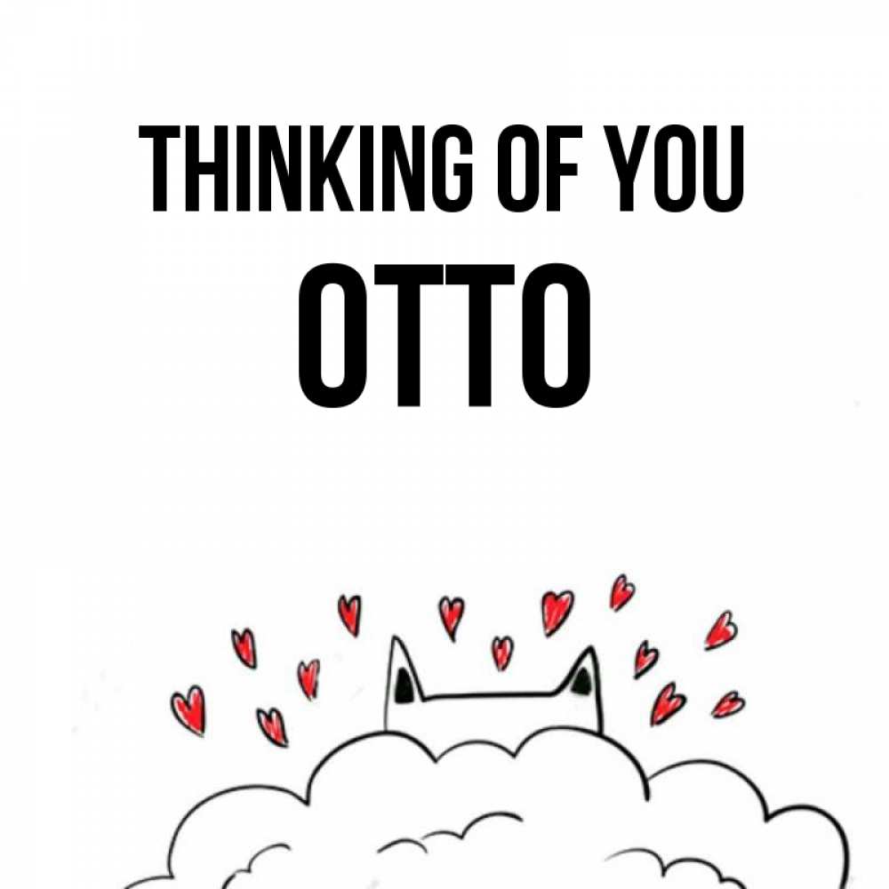 Greetings card с именем, Otto Thinking of you кот за облаком Greetings with text for free download 