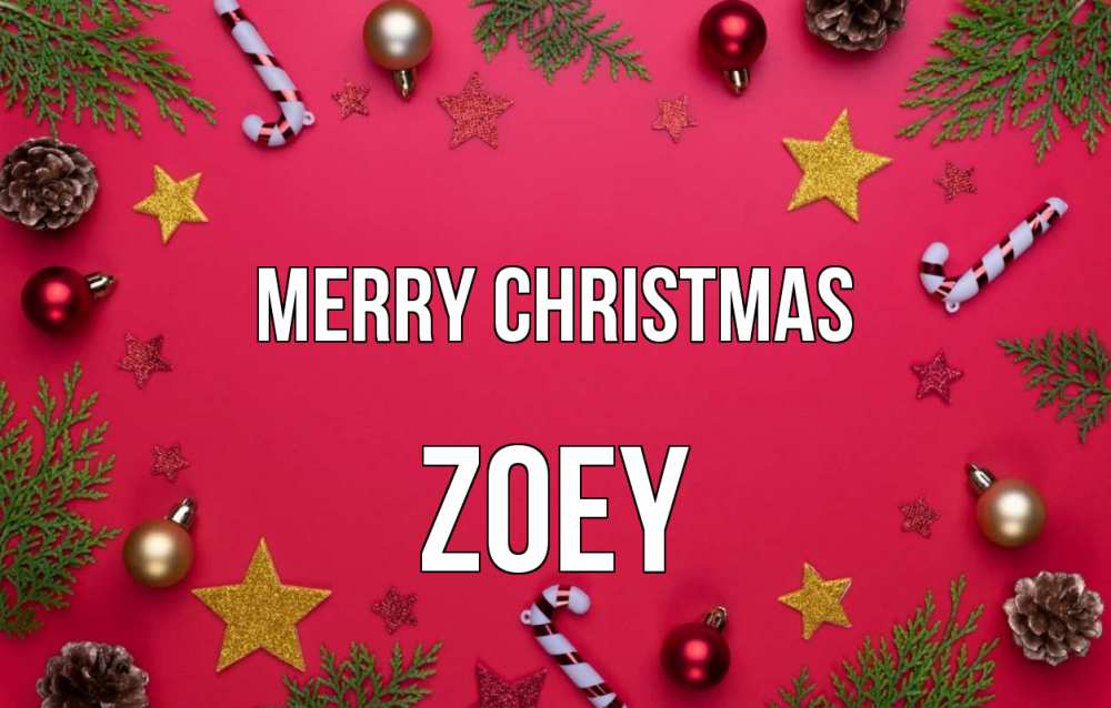 Greetings card с именем, Zoey Merry Christmas с рождеством Greetings with text for free download 