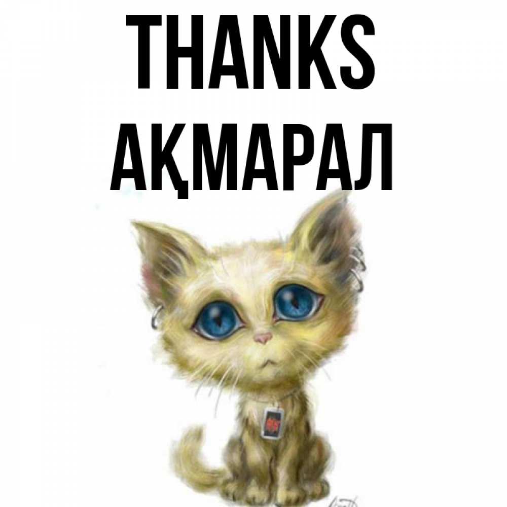 Greetings card с именем, АҚМАРАЛ Thanks рисованный кот благодарит вас Greetings with text for free download 