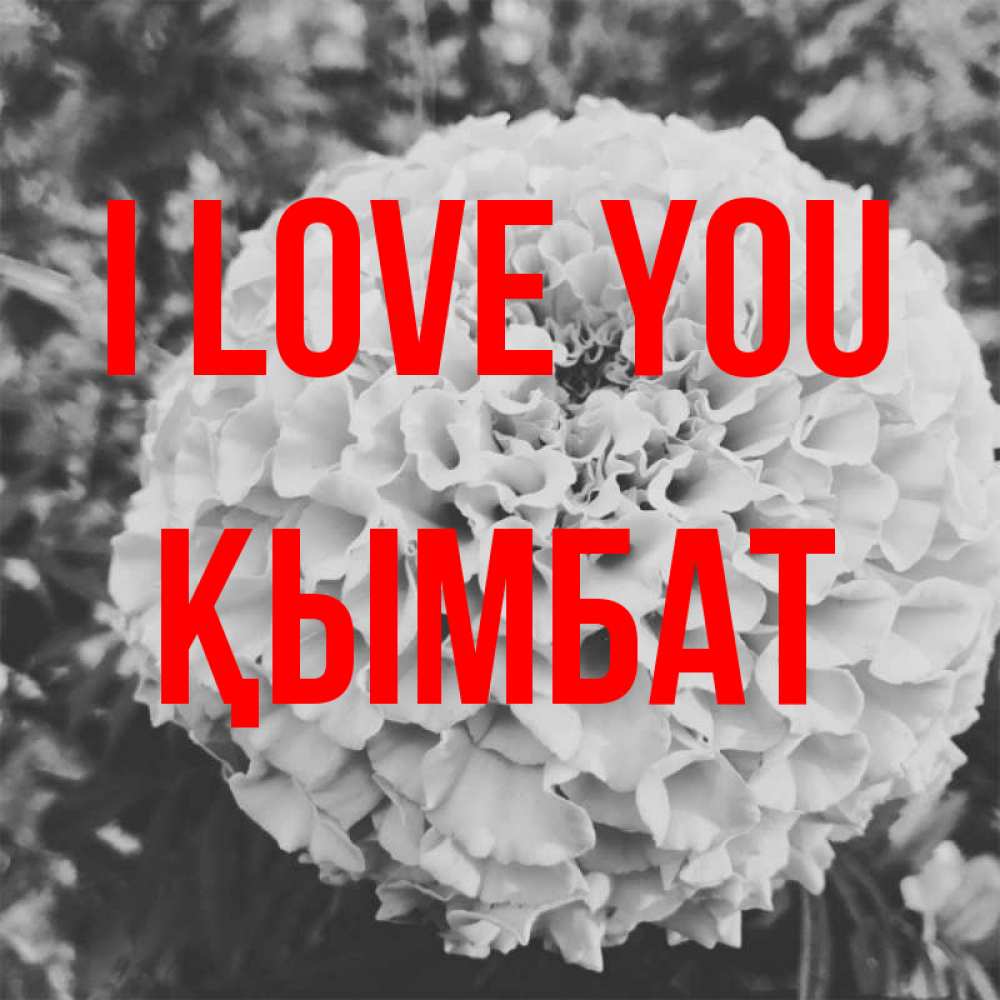 Greetings card с именем, ҚЫМБАТ I love you подпись Greetings with text for free download 