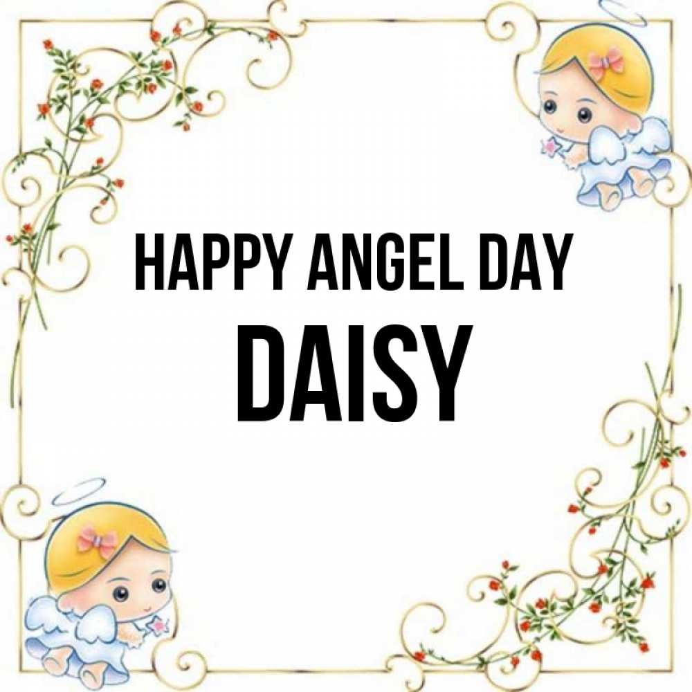 Greetings card с именем, Daisy happy angel day девочки ангелы Greetings with text for free download 