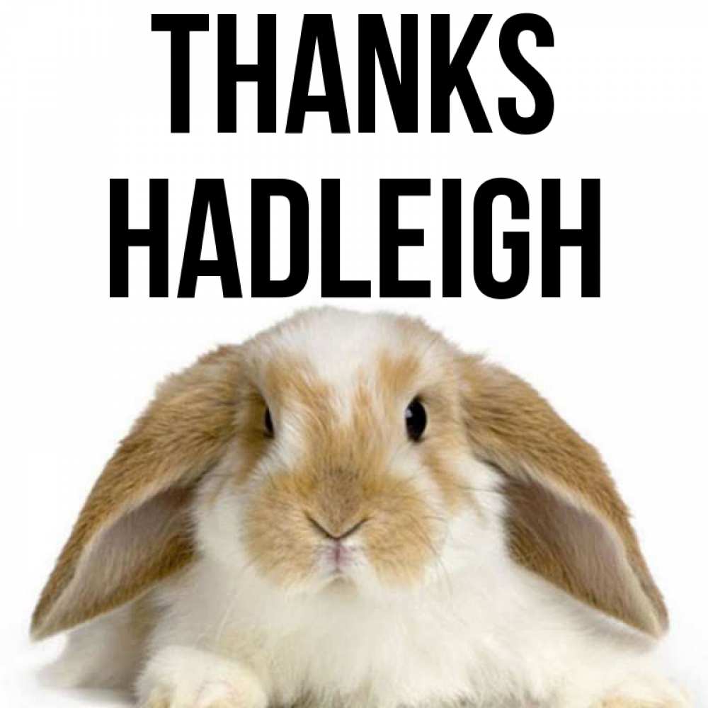 Greetings card с именем, Hadleigh Thanks коричнево белый заяц Greetings with text for free download 