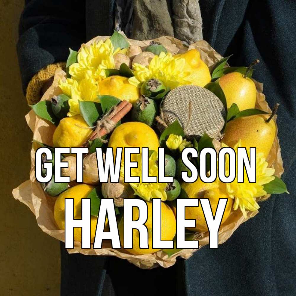 Greetings card с именем, Harley Get well soon букет витаминов Greetings with text for free download 