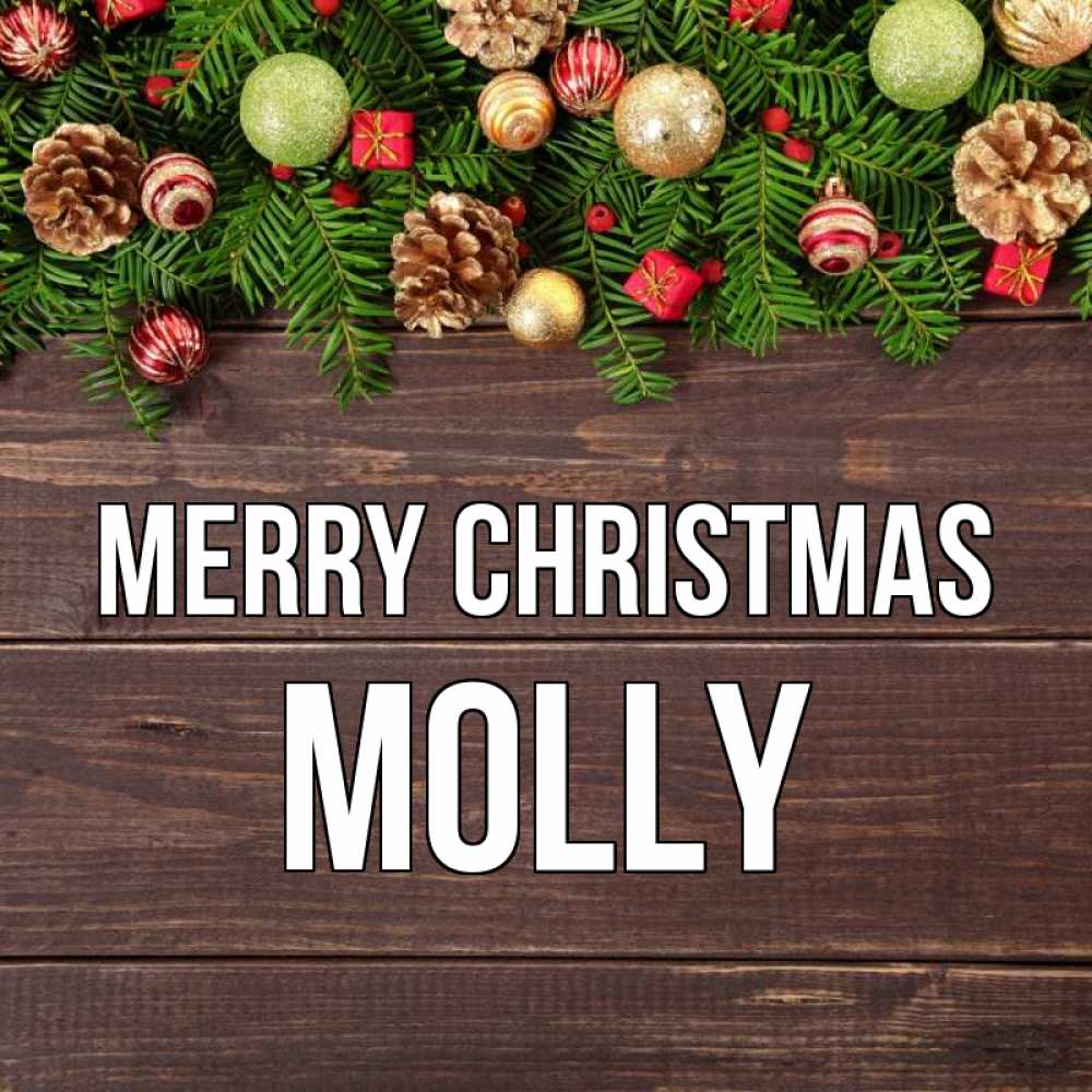 Greetings card с именем, Molly Merry Christmas с рождеством Greetings with text for free download 