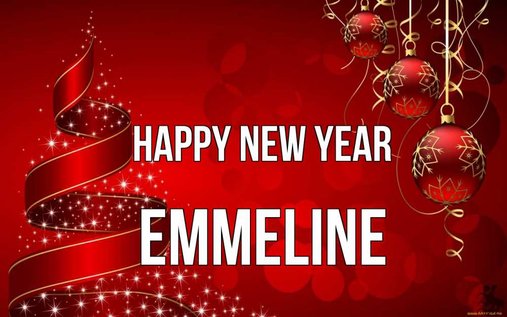 Greetings card с именем, Emmeline Happy New Year новый год Greetings with text for free download 