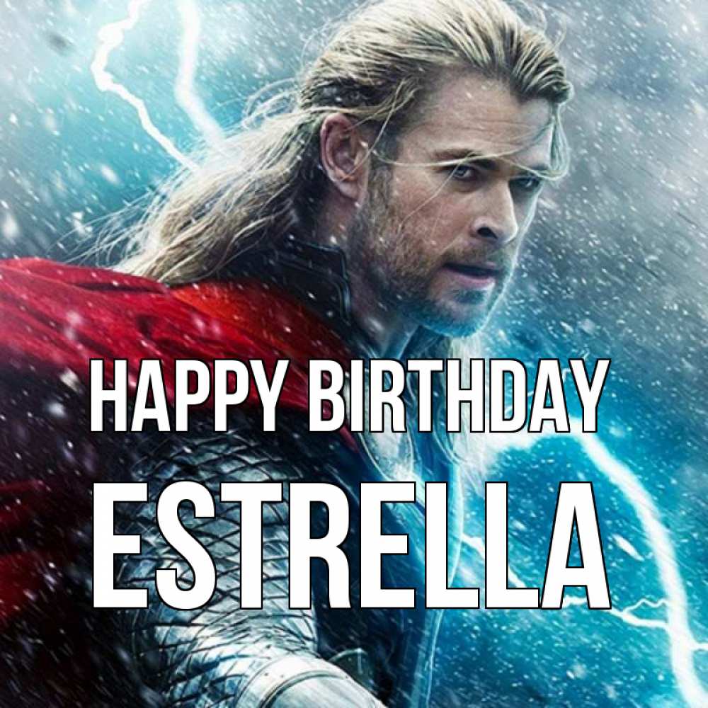 Greetings card с именем, Estrella Happy Birthday марвел боги Greetings with text for free download 